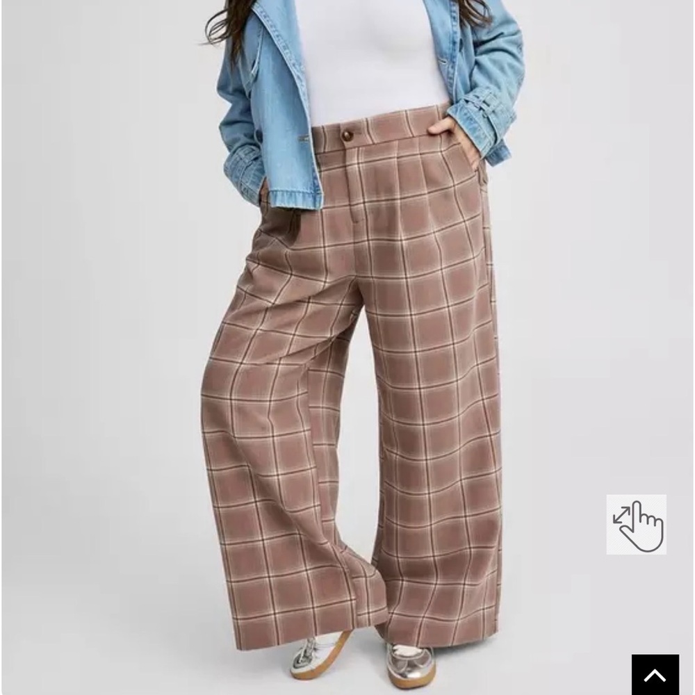 Torrid Wide Leg Tailored Twill Pant Anna Plaid Deep Taupe Size 22 Short